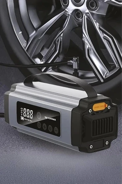 Taşnabilir Dijital Ekranlı Araç Akü Takviyeli Işıklı Oto Marş Hava Kompresörü - Resim 3