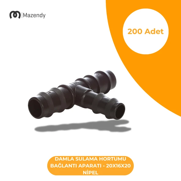 Damla Sulama 20x16x20 T Bağlantı - Dayanıklı ve Kolay Montajlı Bağlantı Parçası (200 Adet) ürün görseli