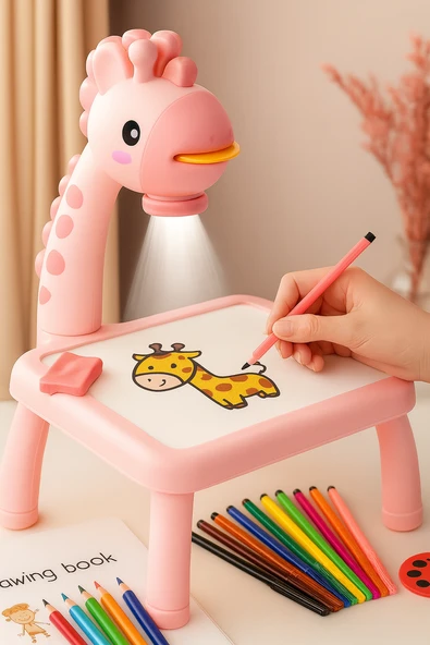 QASUL Çocuklar İçin Akıllı Zürafa Çizim Projektör Masası - 4