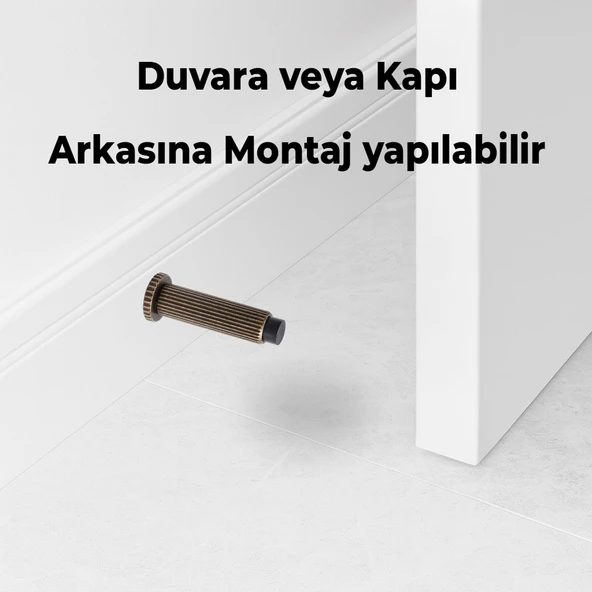 Kapı Stoperi Tamponu Eskitme Antik Vidalı Metal Tutacağı Tutucu Kapı Arkası Duvar Kolu Stopu Takozu - Resim 2