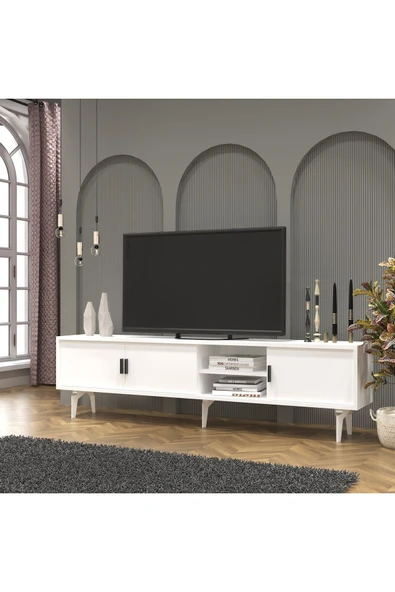 Cool Home Marin Tv Ünitesi Tv Sehpası 180 cm , Raflı , Beyaz - 1