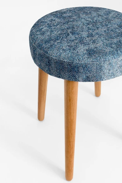 Tekli Ahşap Tabure Kadife Orella - Resim 5