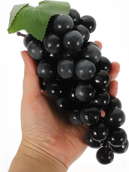 Nettenevime 2li Set Yapay Meyve Siyah Üzüm Süs Dekoratif Sahte Meyve 15CM - Resim 6