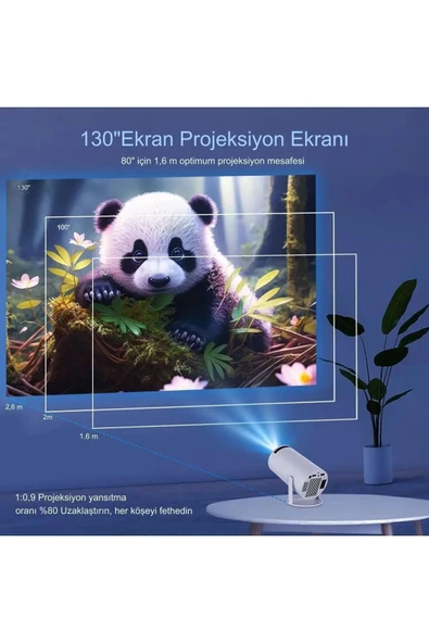 Taşınabilir Sinema Projektörü 4k Ev Sineması Bluetooth Android 12 Projeksiyon cihazı - 6