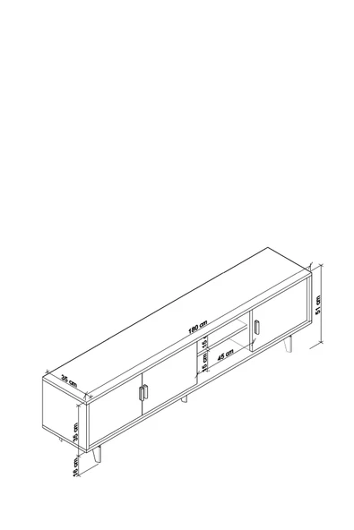Cool Home Marin Tv Ünitesi Tv Sehpası 180 cm , Raflı , Beyaz - 4