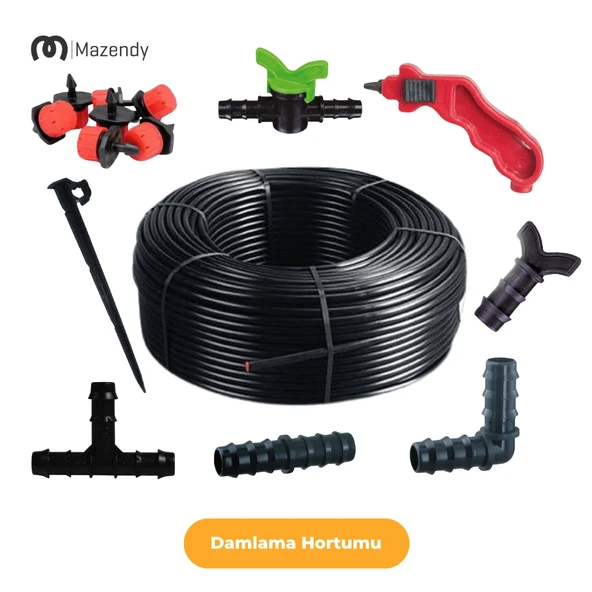 16 mm 100 Metre Deliksiz Damlama Sulama Hortumu Seti 13’li Set - 2