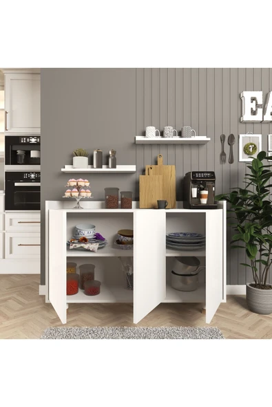 Cool Home Bono Raflı Kahve Köşesi , Çok Amaçlı Dolap , Konsol , Beyaz - 2