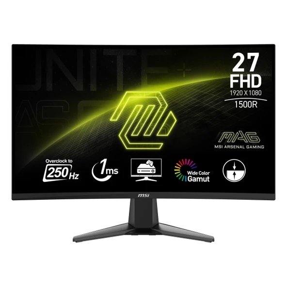MSI MAG 27C6X 27" 250Hz 1Ms HDMI+DP HDR FullHD Adaptive-Sync VA Curved Vesa Monitör ürün görseli