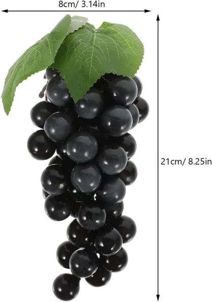 Nettenevime 2li Set Yapay Meyve Siyah Üzüm Süs Dekoratif Sahte Meyve 15CM - Resim 3