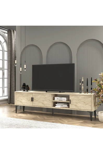 Cool Home Marin Tv Ünitesi Tv Sehpası 180 cm Traverten ( Mermer Desen ) - 1