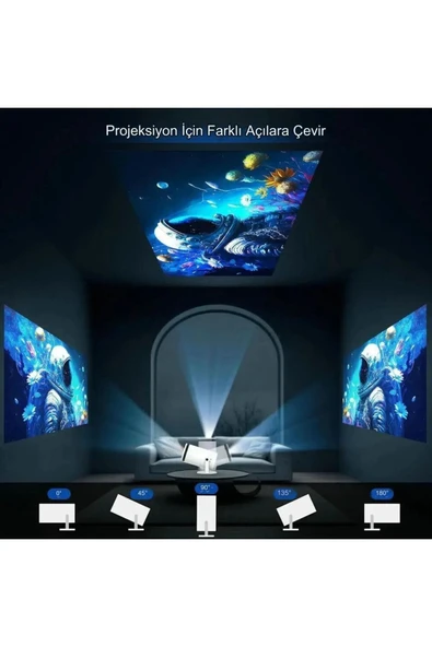Taşınabilir Sinema Projektörü 4k Ev Sineması Bluetooth Android 12 Projeksiyon cihazı - 5