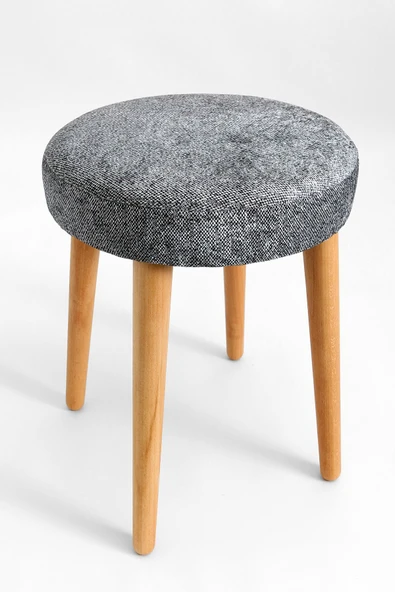 Tekli Ahşap Tabure Kadife Milana - Resim 2