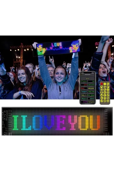 Araç Led Matrix Cama Yapışkanlı Telefonla Kontrol Edilebilen Kişiselleştirilebilir Uzaktan Kumandalı - 6