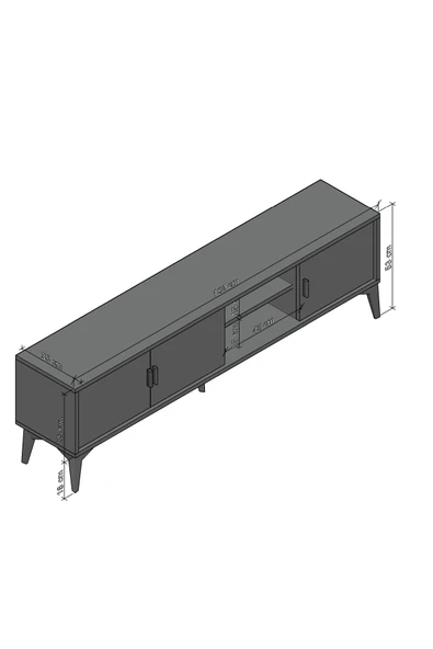 Cool Home Marin Tv Ünitesi Tv Sehpası 180 cm Çizgi desenli , Raflı , Ceviz - 5