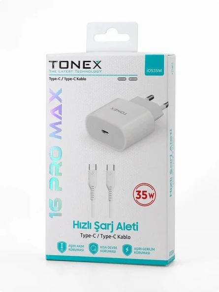 Tonex İOS35W Type-C To Type-C 35W  3.4A Yeni Nesil Şarj Aleti Seti