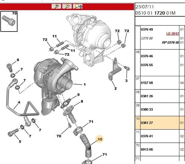 TURBO ARA HORTUMU PEUGEOT 207 308 407 16HDI DV6 0381.27 ürün görseli