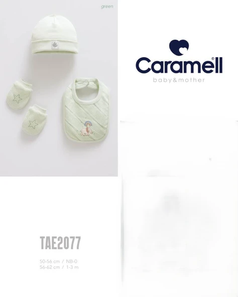 Caramell My Baby Kumsal 4lü Takım Yeşil Renkli Yeni Doğan Eldiven Önlük Good Baby 2077 - 3