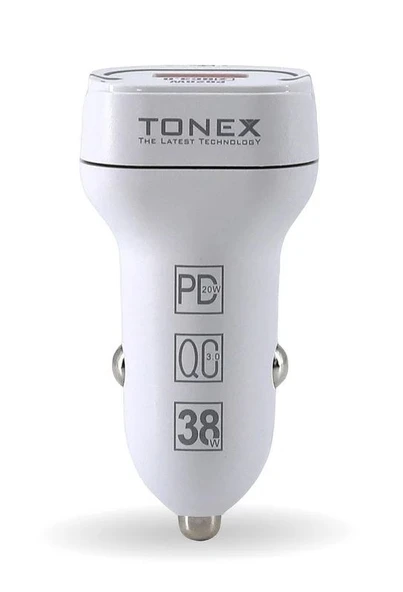 Tonex TA-38W  2 Girişli Type-C To Type-C Kablolu Araç Şarjı Işıklı - 5 ADET - 4