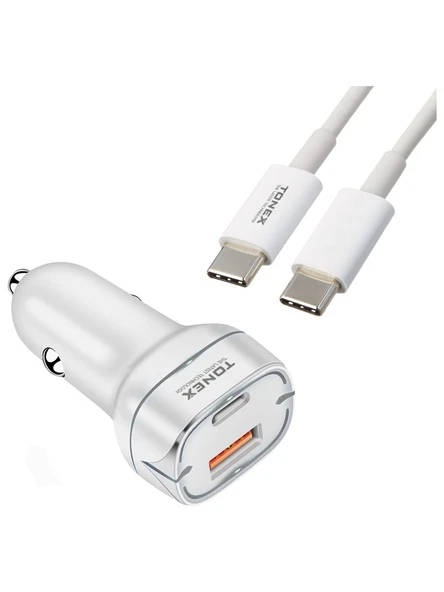 Tonex TA-38W  2 Girişli Type-C To Type-C Kablolu Araç Şarjı Işıklı - 5 ADET - 2