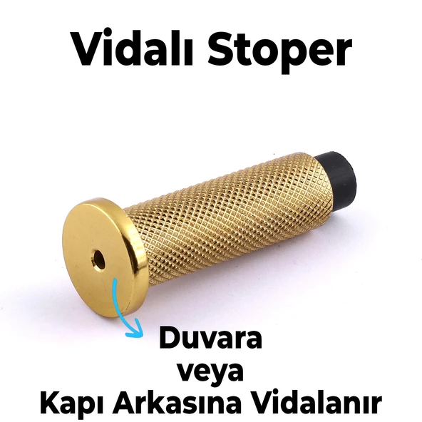 Kapı Stoperi Tamponu Gold Altın Vidalı Metal Tutacağı Tutucu Kapı Arkası Duvar Kolu Stopu Takozu - Resim 4