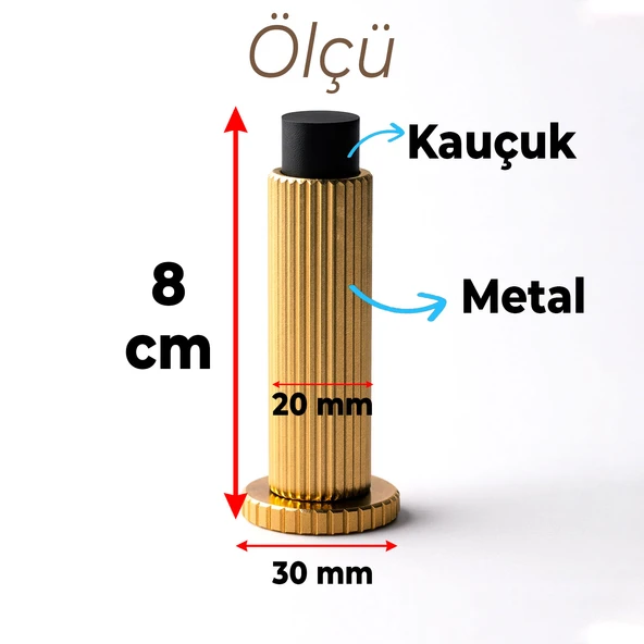 Kapı Stoperi Tamponu Çizgili Altın Vidalı Metal Tutacağı Tutucu Kapı Arkası Duvar Kolu Stopu Takozu - Resim 3