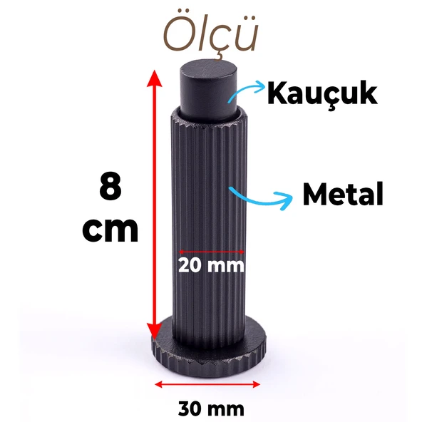 Kapı Stoperi Tamponu Çizgili Siyah Vidalı Metal Tutacağı Tutucu Kapı Arkası Duvar Kolu Stopu Takozu - Resim 3