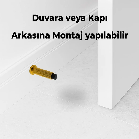 Kapı Stoperi Tamponu Gold Altın Vidalı Metal Tutacağı Tutucu Kapı Arkası Duvar Kolu Stopu Takozu - Resim 2