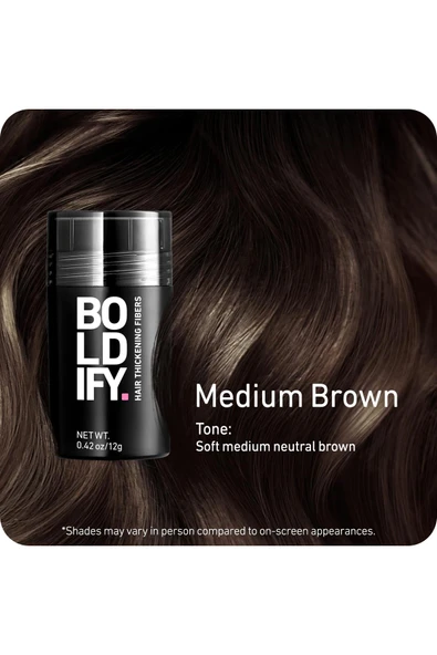 Boldify Saç Dolgunlaştırıcı Kapatıcı Fiber Toz Orta Kahverengi 12GR - Resim 3