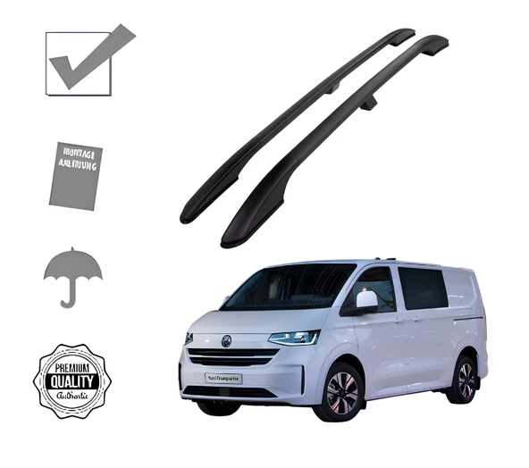 TRANSPORTER KOMBİ KISA ŞASE 2025 2026 2027 PORTBAGAJ TAVAN ÇITASI SİYAH ürün görseli