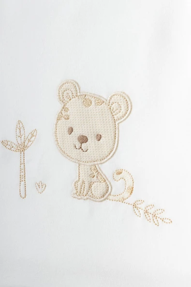 Bebitof My Baby Kumsal % 100 Coton 10 Lu Hastane Çıkışı Yeni Sevimli Kaplan Desenli Ekru 10095 - 1