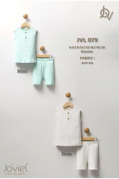 Joviel Baby & Kıds Soft Önden Düğme Detaylı Kalın Askılı Badi Tayt Takım - 1