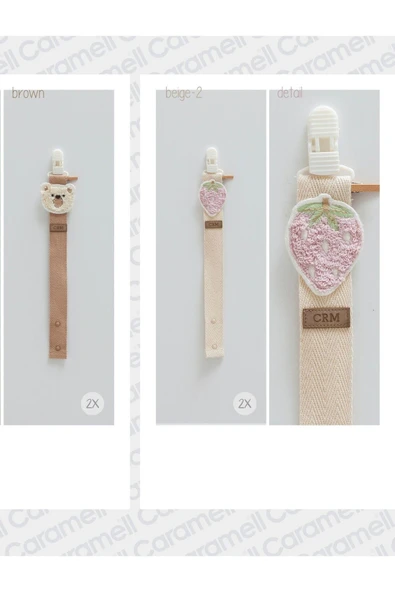 Caramell My Baby Kumsal Basic Çilek Ve Ayıcık Desenli Emzik Askısı 2 Li Set 1981 - Resim 3