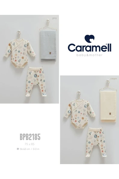Caramell My Baby Kumsal Coton Body & Pantolon & Muslin Battaniye 3 lü Basic Set 2185 ürün görseli