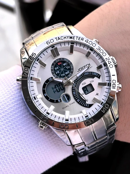 Joefox Çelik Kordon Dijital Ve Analog 2 Yıl Garantili 3 Atm Suya Dayanıklı Erkek Kol Saati JOE.CL03 ürün görseli