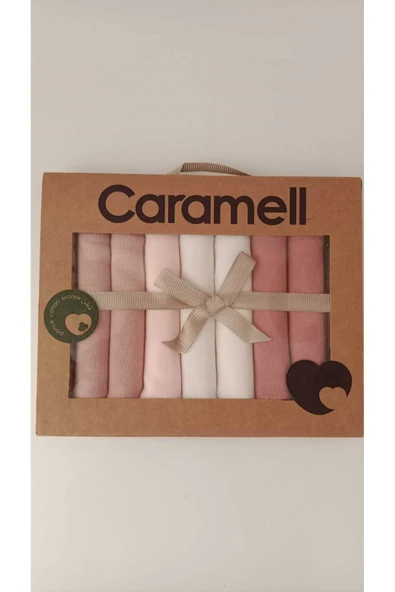 Caramell %100 Coton 7li Bebek Ağız Silme Mendili Basic Desenli Organik // 1337 gül kurusu - 1