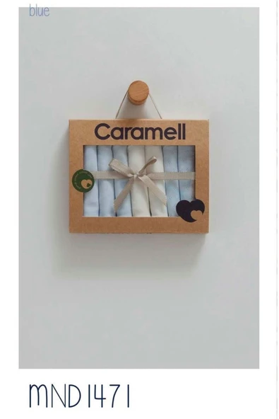Caramell My Baby Kumsal %100 Coton 7li Bebek Ağız Silme Mendili Yeni Sezon sevimli Ayıcık mavi mbk1471 - 2