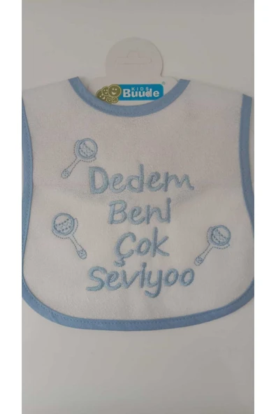 BUUDE My Baby Kumsal Su Geçirmez Dedem Beni Çok Seviyor Baskılı Bebek Mama Önlüğü - 1