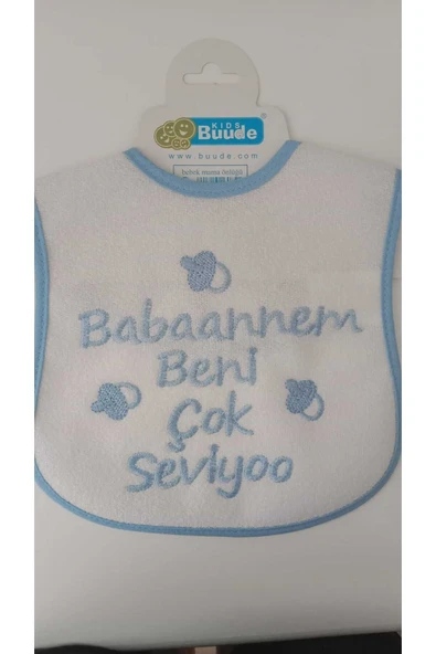 BUUDE My Baby Kumsal Su Geçirmez Babaannem Beni Çok Seviyor Baskılı Bebek Mama Önlüğü ürün görseli