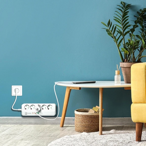 Polosmart MP21 Akım Korumalı Uzatma Kablosu Priz 2 Metre Beyaz - 5