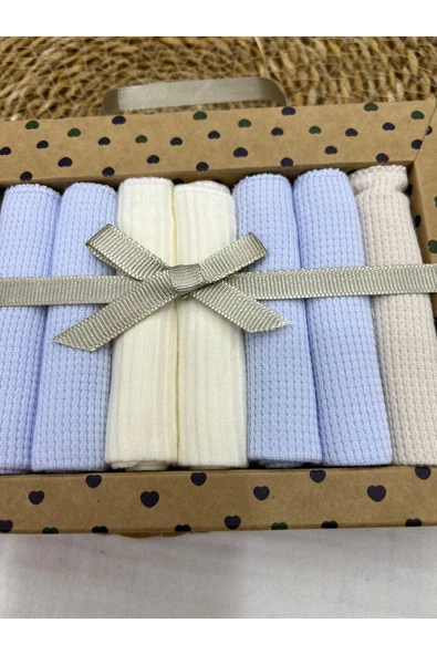 Caramell %100 Coton 7li Bebek Ağız Silme Mendili Sport Boy Desenli Organik // 1322 mavi - 2