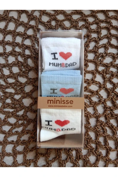 Minisse 0-3 ay erkek bebek 6 lı (kutulu ) çorap - 2