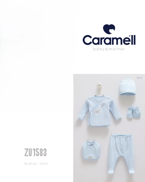 Caramell My Baby Kumsal % 100 Coton 5 li Hastane Çıkışı Mavi soft colour (yumuşak renkler) 1583 - 3