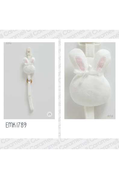 Caramell My Baby Kumsal Tavşanlı Emzik Askısı 2 Li Set 1789 Ekru Ve Pembe