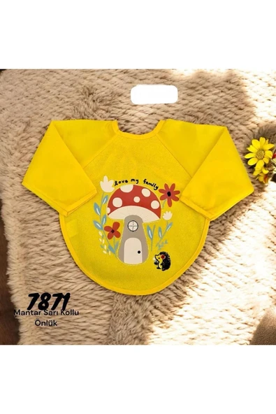 BUUDE My Baby Kumsal Sıvı Geçirmez Bebek& Çocuk Mama Ve Aktivite Önlüğü Mantar Desenli 7871 - Resim 3