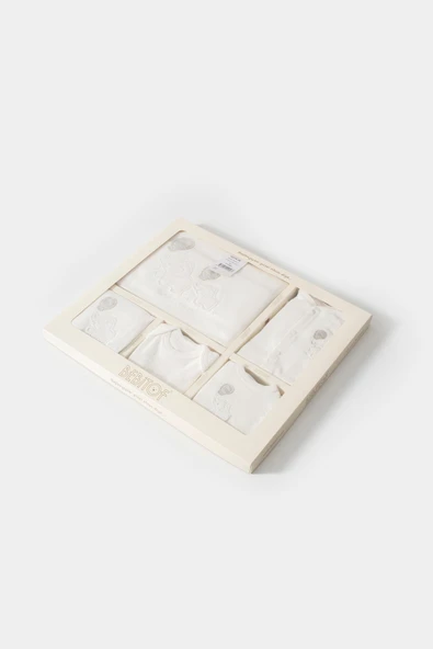 Bebitof My Baby Kumsal % 100 Coton 10 Lu Hastane Çıkışı Yeni Sevimli Balonlu Fil Desenli ekru 10124 - 2