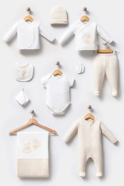 Bebitof My Baby Kumsal % 100 Coton 10 Lu Hastane Çıkışı Yeni Sevimli Balonlu Tavşan Desenli 10110 - 3