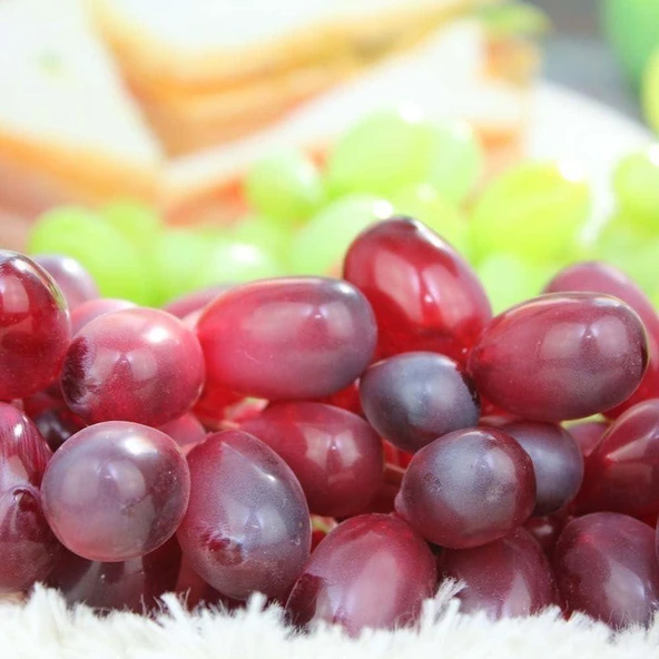 Nettenevime 2li Set Yapay Meyve Kırmızı Üzüm Süs Dekoratif Meyve 15CM - Resim 4