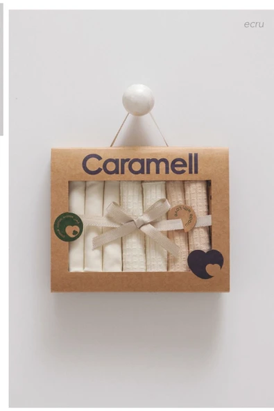 Caramell My Baby Kumsal %100 Coton 7li Bebek Ağız Silme Mendili Yeni Sezon Yumuşak Renkler Ekru 1957 - 4