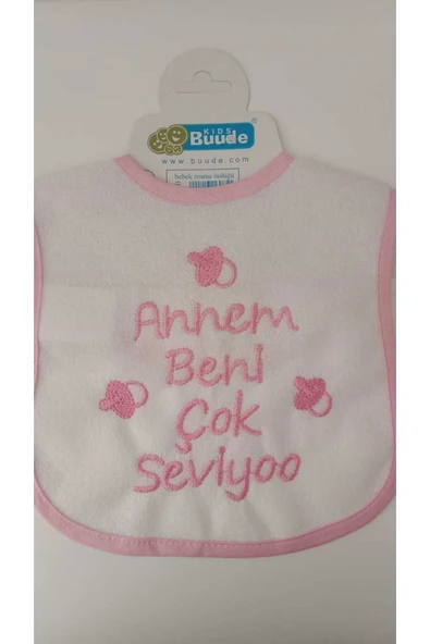 BUUDE My Baby Kumsal Su Geçirmez Annem Beni Çok Seviyor Baskılı Bebek Mama Önlüğü ürün görseli