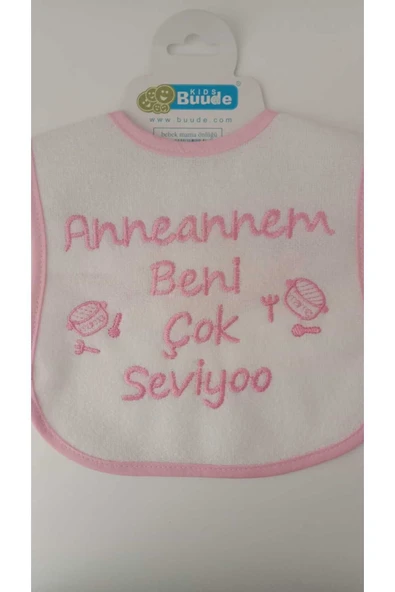 BUUDE My Baby Kumsal Su Geçirmez Anneannem Beni Çok Seviyor Baskılı Bebek Mama Önlüğü ürün görseli
